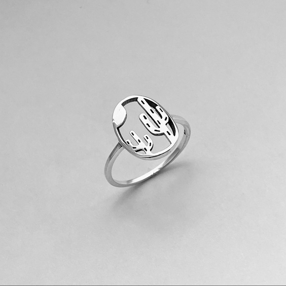 Sterling Silver Double Cactus Ring, Desert trees, Silver Rings, Tree of Life - Picture 5 of 12